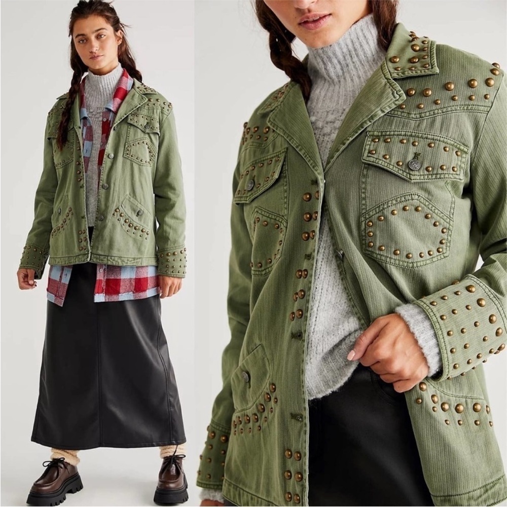 Free People Rock And Stud Shirt Jacket NWOT
